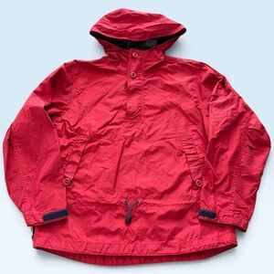 Y2K Gap Jacket Mens XL Red Hooded Pullover Anorak Windbreaker Nylon Lined